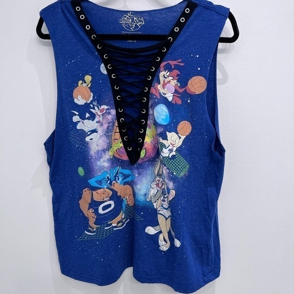 2/40$SPACE jam vintage bleu sleeveless top size medium - Picture 4 of 8